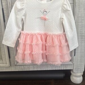 Little Me White and Pink Ballerina Dress